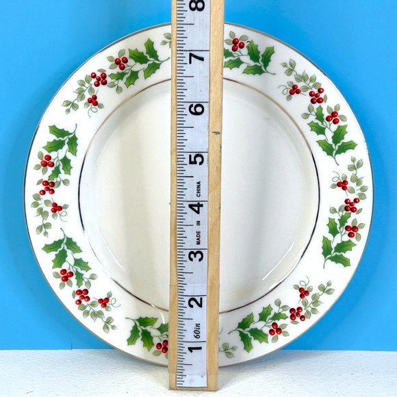 NEW Gibson‎ Everyday China CHRISTMAS CHARM Holly Berry 7.5" Dessert Dish Plate - Picture 2 of 4